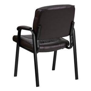 English Elm Commercial Grade LeatherSoft Executive Side Reception Chair with Black Metal Frame