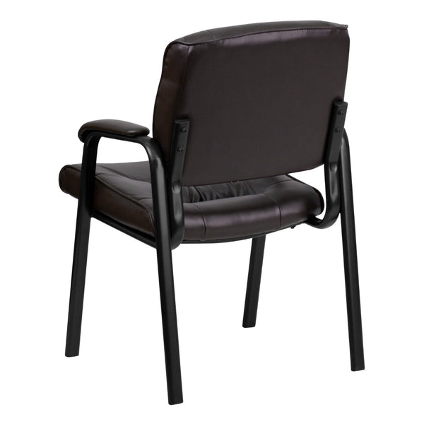 English Elm Commercial Grade LeatherSoft Executive Side Reception Chair with Black Metal Frame