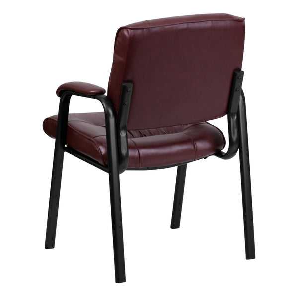 English Elm Commercial Grade LeatherSoft Executive Side Reception Chair with Black Metal Frame
