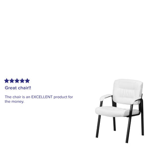 English Elm Commercial Grade LeatherSoft Executive Side Reception Chair with Black Metal Frame