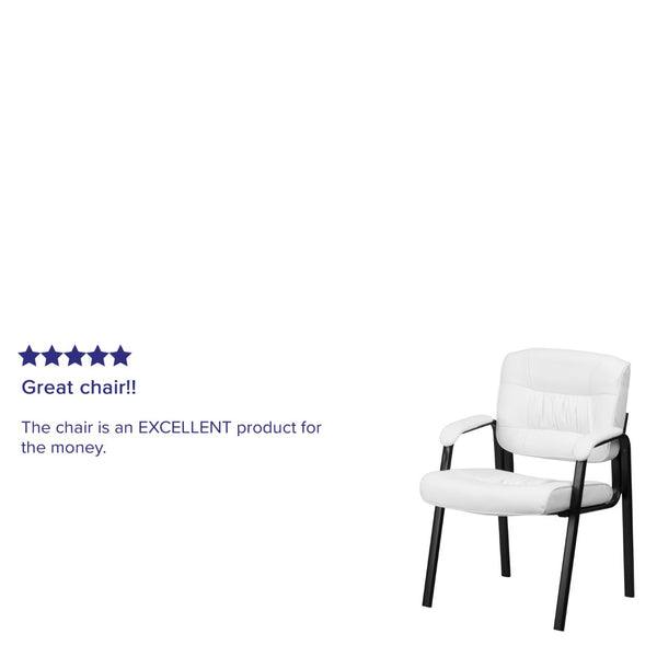 English Elm Commercial Grade LeatherSoft Executive Side Reception Chair with Black Metal Frame