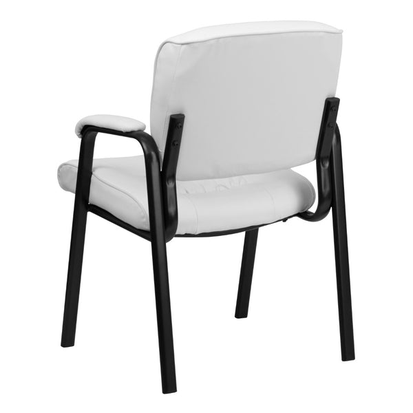English Elm Commercial Grade LeatherSoft Executive Side Reception Chair with Black Metal Frame