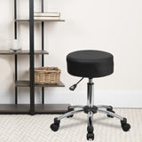 Ergonomic Medical Stool: Adjustable Height, Chrome Base, Black LeatherSoft