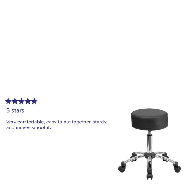 English Elm Commercial Grade Medical Ergonomic Stool with Chrome Base