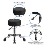 English Elm Commercial Grade Medical Ergonomic Stool with Chrome Base