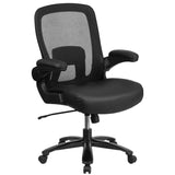 English Elm Commercial Grade Series Big & Tall 500 lb. Rated Mesh/LeatherSoft Executive Ergonomic Office Chair with Adjustable Lumbar