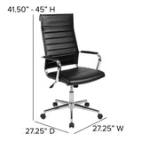 English Elm Commercial Grade High Back LeatherSoft Contemporary Ribbed Executive Swivel Office Chair