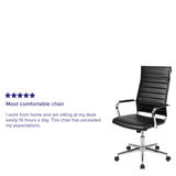 English Elm Commercial Grade High Back LeatherSoft Contemporary Ribbed Executive Swivel Office Chair