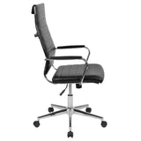 English Elm Commercial Grade High Back LeatherSoft Contemporary Ribbed Executive Swivel Office Chair