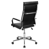 English Elm Commercial Grade High Back LeatherSoft Contemporary Ribbed Executive Swivel Office Chair