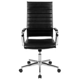 English Elm Commercial Grade High Back LeatherSoft Contemporary Ribbed Executive Swivel Office Chair