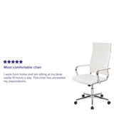 English Elm Commercial Grade High Back LeatherSoft Contemporary Ribbed Executive Swivel Office Chair