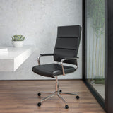 Commercial Grade High Back LeatherSoft Contemporary Panel Executive Swivel Office Chair