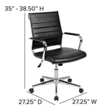 English Elm Commercial Grade Mid-Back LeatherSoft Contemporary Ribbed Executive Swivel Office Chair