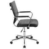 English Elm Commercial Grade Mid-Back LeatherSoft Contemporary Ribbed Executive Swivel Office Chair