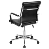 English Elm Commercial Grade Mid-Back LeatherSoft Contemporary Ribbed Executive Swivel Office Chair