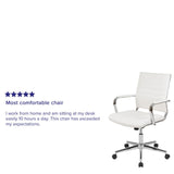 English Elm Commercial Grade Mid-Back LeatherSoft Contemporary Ribbed Executive Swivel Office Chair