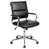 English Elm Commercial Grade Mid-Back LeatherSoft Contemporary Panel Executive Swivel Office Chair