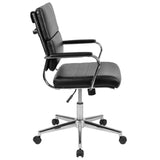 English Elm Commercial Grade Mid-Back LeatherSoft Contemporary Panel Executive Swivel Office Chair