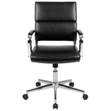 English Elm Commercial Grade Mid-Back LeatherSoft Contemporary Panel Executive Swivel Office Chair