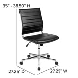 English Elm Commercial Grade Mid-Back Armless LeatherSoft Contemporary Ribbed Executive Swivel Office Chair