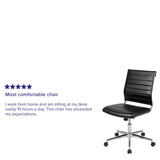 English Elm Commercial Grade Mid-Back Armless LeatherSoft Contemporary Ribbed Executive Swivel Office Chair