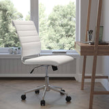 English Elm Commercial Grade Mid-Back Armless LeatherSoft Contemporary Ribbed Executive Swivel Office Chair