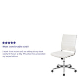 English Elm Commercial Grade Mid-Back Armless LeatherSoft Contemporary Ribbed Executive Swivel Office Chair