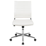 English Elm Commercial Grade Mid-Back Armless LeatherSoft Contemporary Ribbed Executive Swivel Office Chair