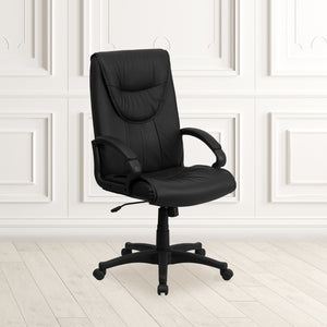 English Elm Commercial Grade High Back Leather Executive Swivel Office Chair with Arms