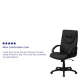 English Elm Commercial Grade High Back Leather Executive Swivel Office Chair with Arms