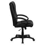 English Elm Commercial Grade High Back Leather Executive Swivel Office Chair with Arms