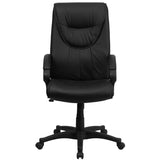 English Elm Commercial Grade High Back Leather Executive Swivel Office Chair with Arms