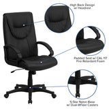 English Elm Commercial Grade High Back Leather Executive Swivel Office Chair with Arms