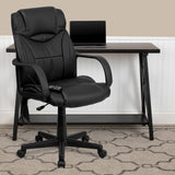 Commercial Grade Mid-Back Ergonomic Massaging LeatherSoft Executive Swivel Office Chair with Arms