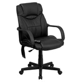 English Elm Commercial Grade Mid-Back Ergonomic Massaging LeatherSoft Executive Swivel Office Chair with Arms