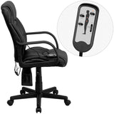 English Elm Commercial Grade Mid-Back Ergonomic Massaging LeatherSoft Executive Swivel Office Chair with Arms