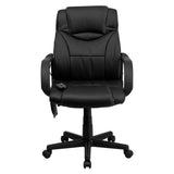 English Elm Commercial Grade Mid-Back Ergonomic Massaging LeatherSoft Executive Swivel Office Chair with Arms