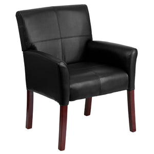 English Elm Commercial Grade LeatherSoft Executive Side Reception Chair with Mahogany Legs