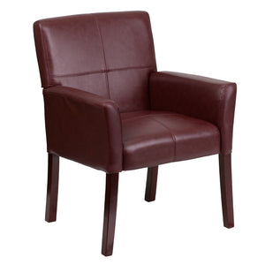 English Elm Commercial Grade LeatherSoft Executive Side Reception Chair with Mahogany Legs
