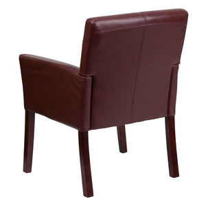English Elm Commercial Grade LeatherSoft Executive Side Reception Chair with Mahogany Legs