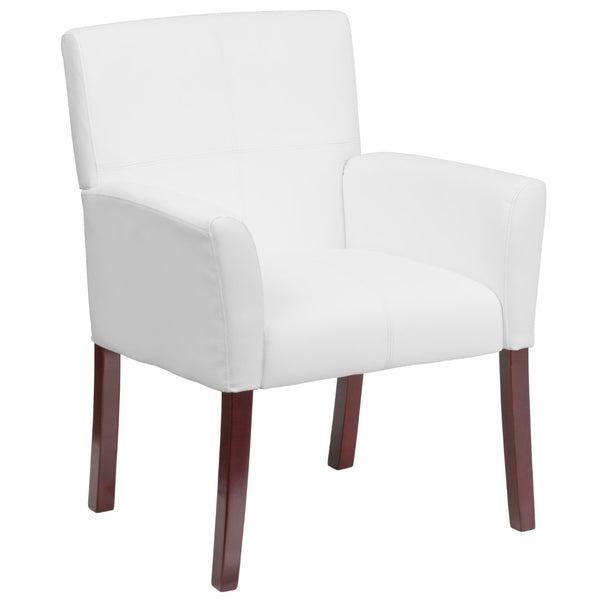 English Elm Commercial Grade LeatherSoft Executive Side Reception Chair with Mahogany Legs