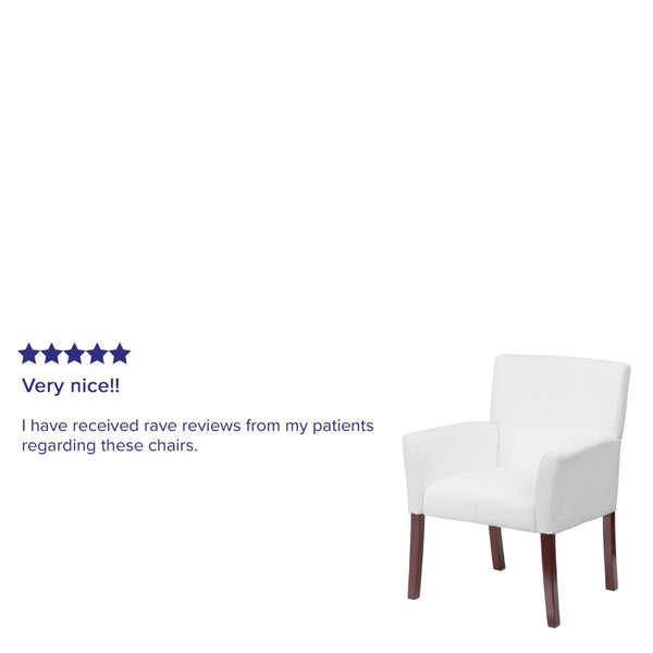 English Elm Commercial Grade LeatherSoft Executive Side Reception Chair with Mahogany Legs