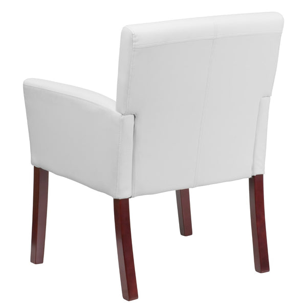 English Elm Commercial Grade LeatherSoft Executive Side Reception Chair with Mahogany Legs