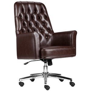 English Elm Commercial Grade Mid-Back Traditional Tufted LeatherSoft Executive Swivel Office Chair with Arms