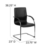 English Elm Commercial Grade Vinyl Side Reception Chair with Chrome Sled Base