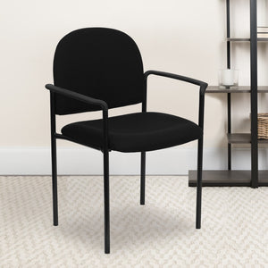 English Elm Commercial Grade Comfort Stackable Steel Side Reception Chair with Arms