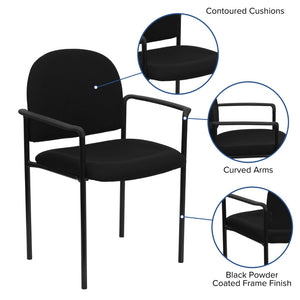 English Elm Commercial Grade Comfort Stackable Steel Side Reception Chair with Arms