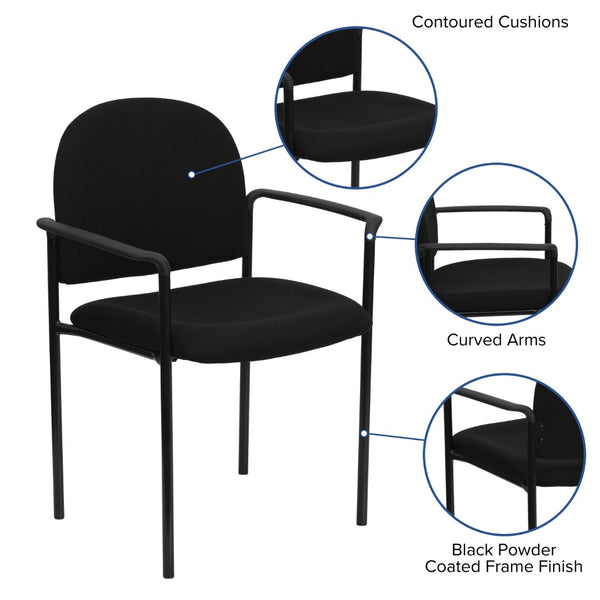 English Elm Commercial Grade Comfort Stackable Steel Side Reception Chair with Arms