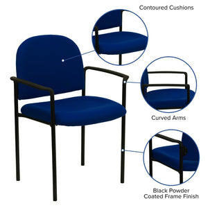 English Elm Commercial Grade Comfort Stackable Steel Side Reception Chair with Arms